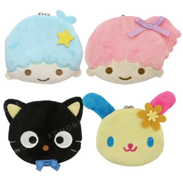 小禮堂 Sanrio 三麗鷗 絨毛口金零錢包 (大頭款) 雙子星 花小兔 巧克貓