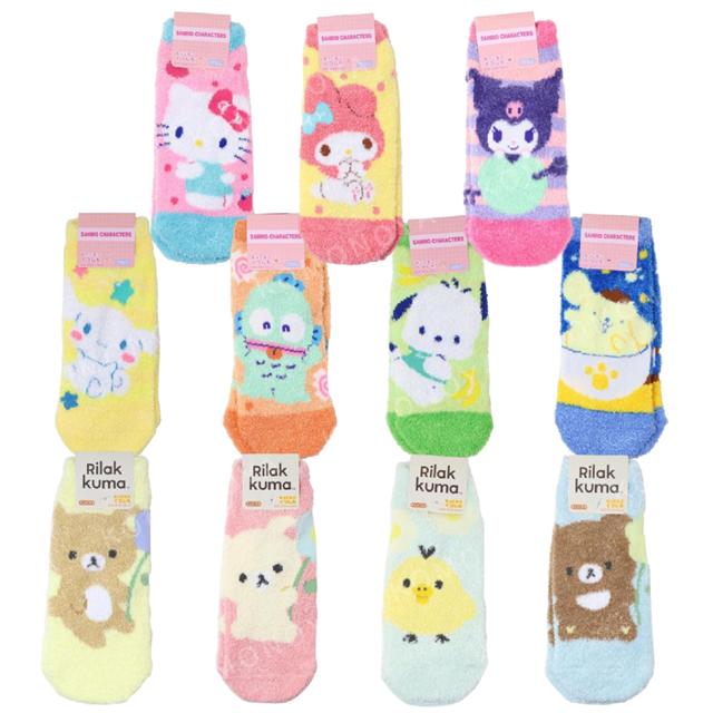 小禮堂 Sanrio 三麗鷗 拉拉熊 成人絨毛短襪 23-25cm