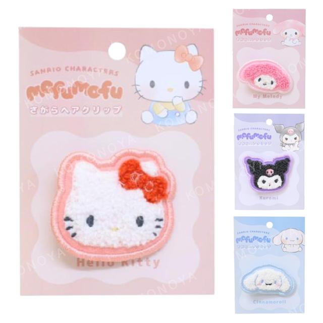 小禮堂 Sanrio 三麗鷗 刺繡造型髮夾 (大臉款) Kitty 美樂蒂 酷洛米 大耳狗