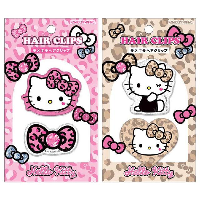 小禮堂 Sanrio 三麗鷗 Hello Kitty 壓克力造型髮夾2入組 (豹紋款)