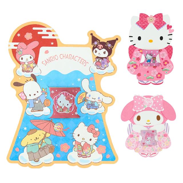 小禮堂 Sanrio 三麗鷗 迷你造型紅包袋3入組 (和服款) Kitty 美樂蒂