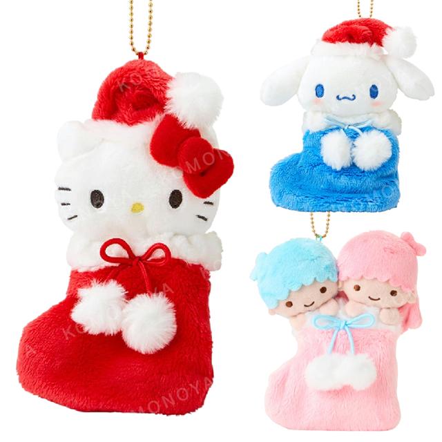 小禮堂 Sanrio 三麗鷗 絨毛玩偶吊飾 (聖誕襪 聖誕星願) Kitty 雙子星 大耳狗