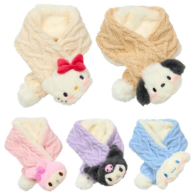 小禮堂 Sanrio 三麗鷗 兒童針織絨毛造型圍巾 (冬日特輯) Kitty 大耳狗 美樂蒂
