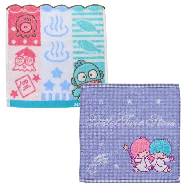 小禮堂 Sanrio 三麗鷗 棉質方巾 25x25cm 人魚漢頓 雙子星