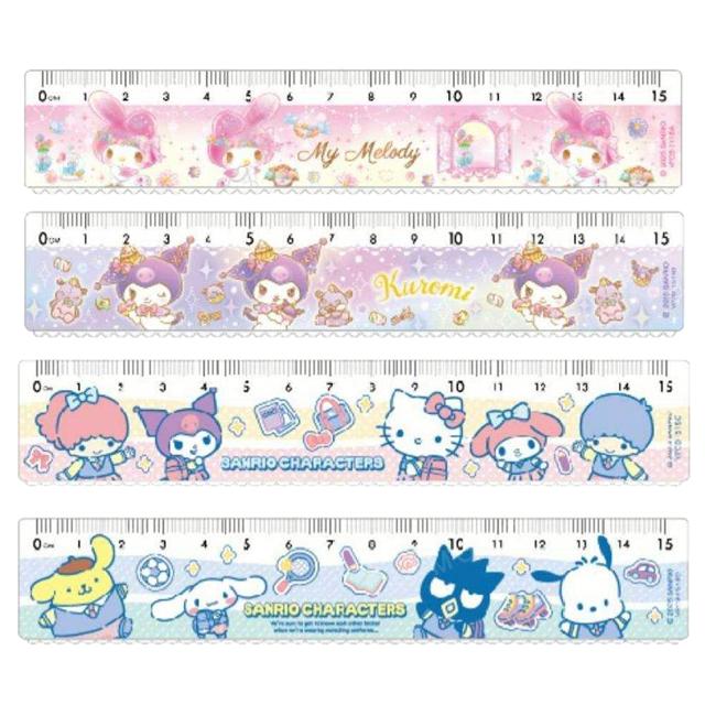 小禮堂 Sanrio 三麗鷗 透明波浪直尺 15cm 美樂蒂 酷洛米