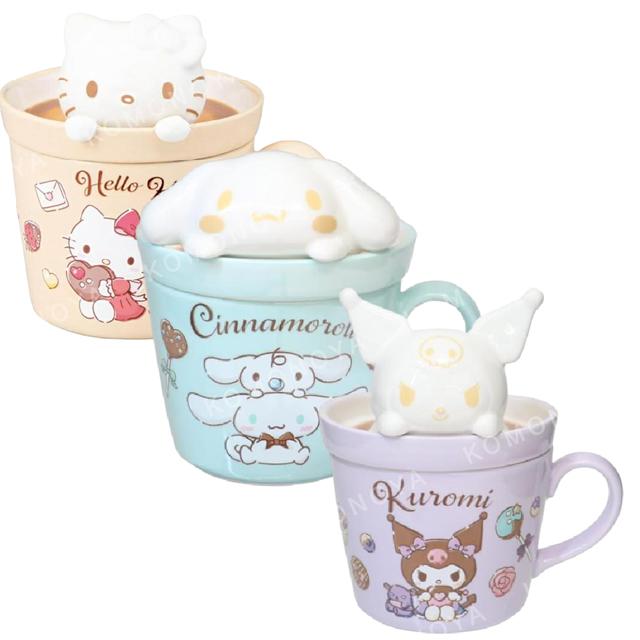 小禮堂 Sanrio 三麗鷗 陶瓷造型馬克杯附蓋 240ml (泡咖啡款) Kitty 大耳狗 酷洛米