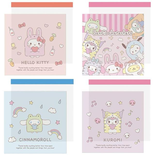 小禮堂 Sanrio 三麗鷗 迷你便條本 100枚入 (動物裝扮款) Kitty 大集合 酷洛米 大耳狗