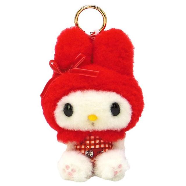 小禮堂 Sanrio 三麗鷗 美樂蒂 絨毛玩偶吊飾 (紅緞帶格紋款)