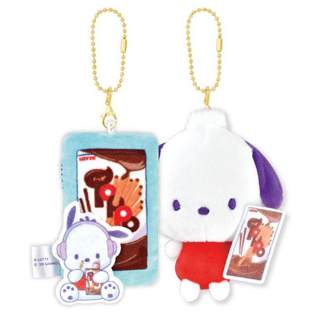 小禮堂 Sanrio 三麗鷗 x 樂天 帕恰狗 絨布磁鐵雙吊飾