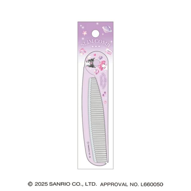 小禮堂 Sanrio 三麗鷗 美樂蒂 酷洛米 塑膠摺疊尖尾扁梳 (粉紫款)