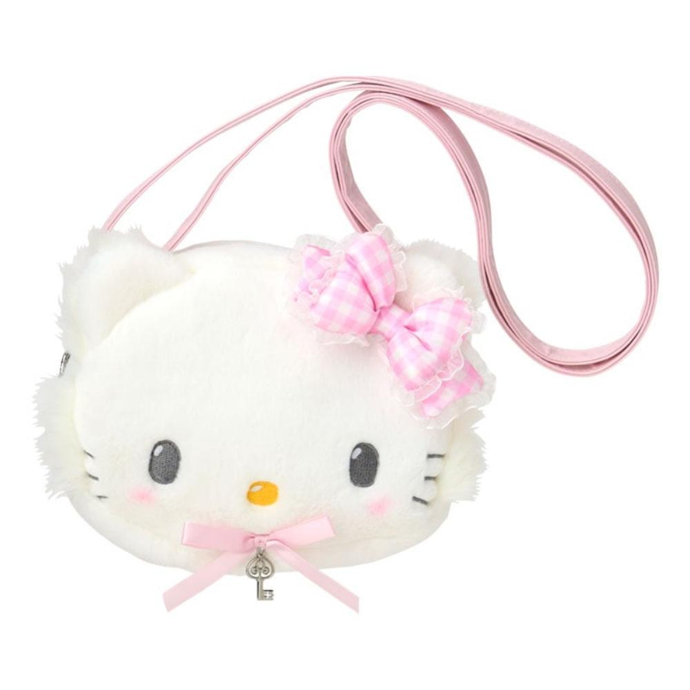 小禮堂 Sanrio 三麗鷗 Charmmy Kitty 絨毛造型斜背包 (格紋緞帶)