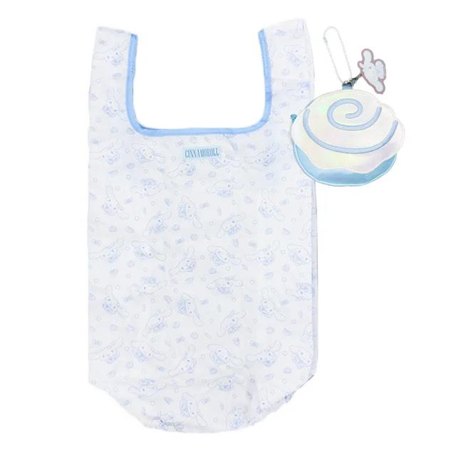 小禮堂 Sanrio 三麗鷗 大耳狗 環保購物袋附造型收納包 (藍羽毛款)