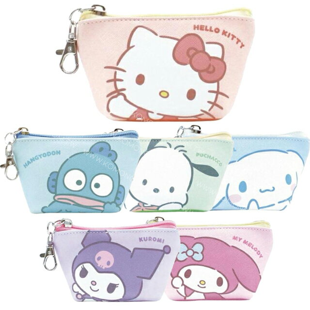 小禮堂 Sanrio 三麗鷗 皮質船型收納包附扣環 (正面大圖款) Kitty 美樂蒂 酷洛米 大耳狗 人魚漢頓