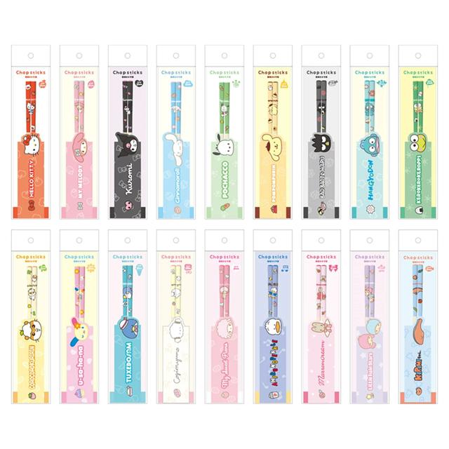 小禮堂 Sanrio 三麗鷗 21公分竹筷附收納袋 (大臉款) Kitty 美樂蒂 酷洛米 布丁狗 大耳狗 帕恰狗