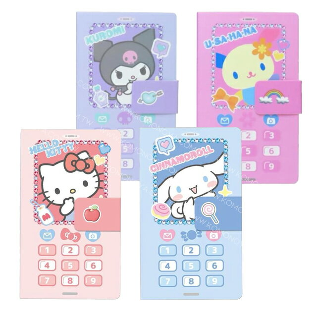 小禮堂 Sanrio 三麗鷗 造型便條本 60枚入 (翻蓋手機款) Kitty 酷洛米 大耳狗 花小兔