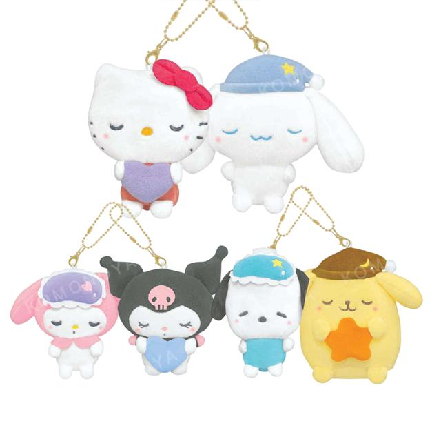 小禮堂 Sanrio 三麗鷗 絨布磁鐵雙吊飾 (愛睏款) Kitty 大耳狗 美樂蒂 布丁狗