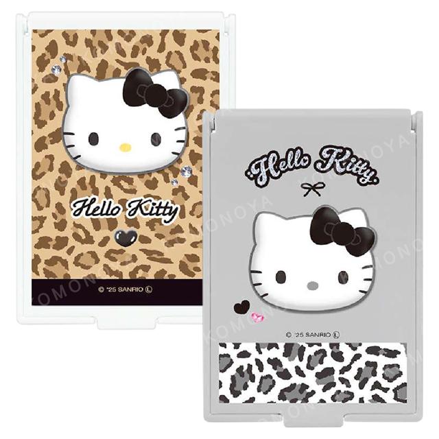 小禮堂 Sanrio 三麗鷗 Hello Kitty 塑膠方形隨身鏡 (豹紋款)