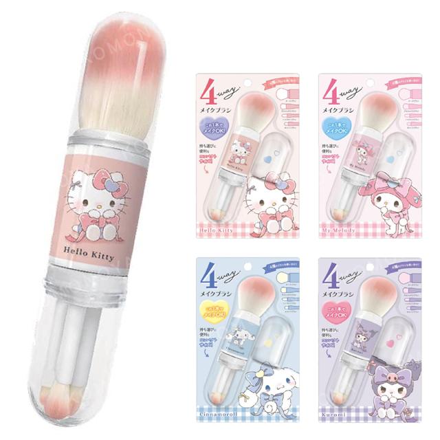 小禮堂 Sanrio 三麗鷗 化妝刷4入組 (緞帶款) Kitty 酷洛米 大耳狗 美樂蒂