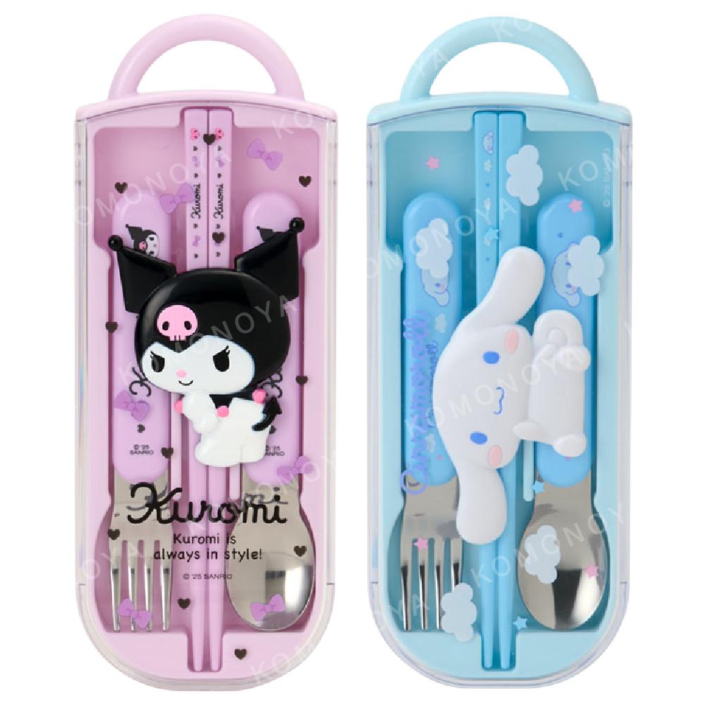 小禮堂 Sanrio 三麗鷗 立體造型滑蓋三件式餐具組 (大臉款) 大耳狗 酷洛米
