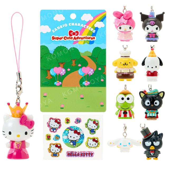 小禮堂 Sanrio 三麗鷗 造型公仔吊飾附貼紙組 (超可愛冒險) Kitty 布丁狗 大耳狗