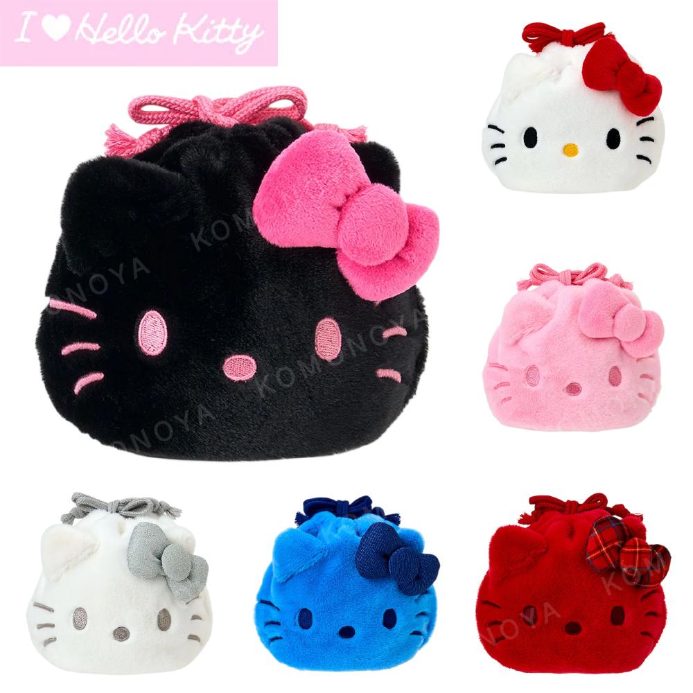 小禮堂 Sanrio 三麗鷗 Hello Kitty 絨毛造型束口袋 (I Love Hello Kitty)