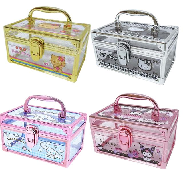 小禮堂 Sanrio 三麗鷗 透明手提收納盒附鎖 Kitty 酷洛米 大耳狗