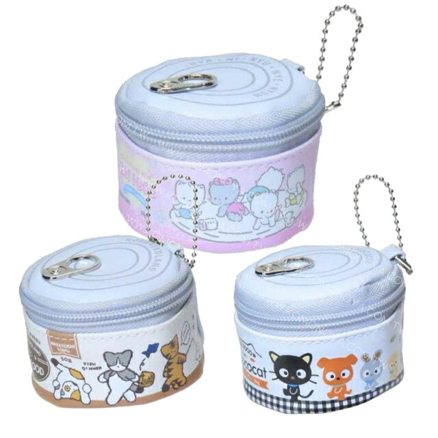 小禮堂 Sanrio 三麗鷗 造型收納包附吊鏈 (罐頭款) 巧克貓 Nya Ni Nyu Ne Nyon 棉花糖貓