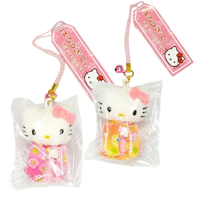 小禮堂 Sanrio 三麗鷗 Hello Kitty 鈴鐺吊飾娃娃 (和服款)