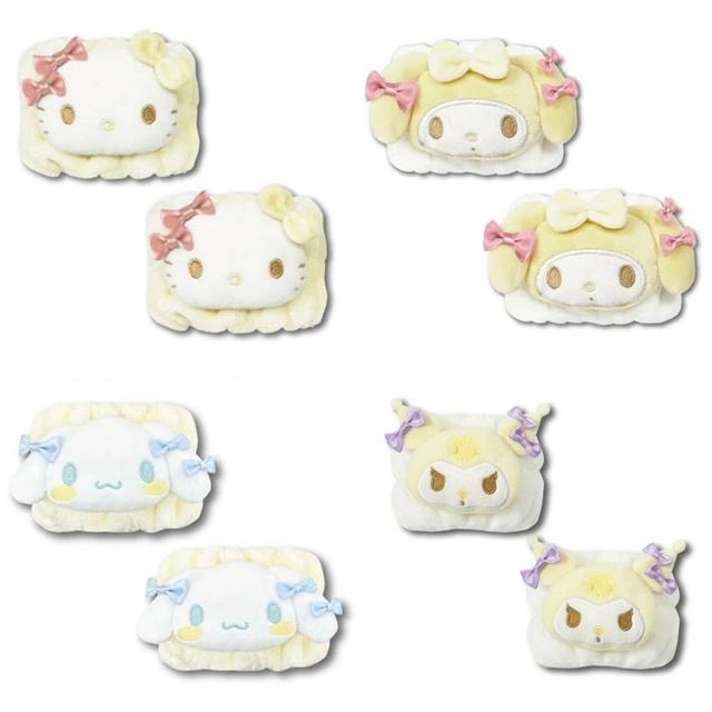小禮堂 Sanrio 三麗鷗 絨毛手腕帶 兩入組 (冬季白色款) Kitty 美樂蒂 酷洛米 大耳狗