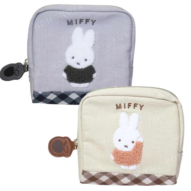 小禮堂 米飛兔 棉質拉鍊化妝包 (格紋款)