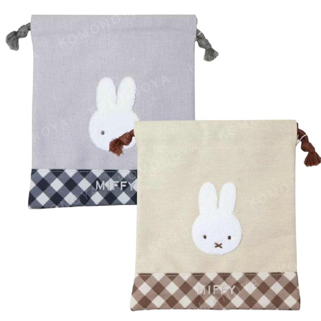 小禮堂 米飛兔 棉質束口袋 (格紋款)