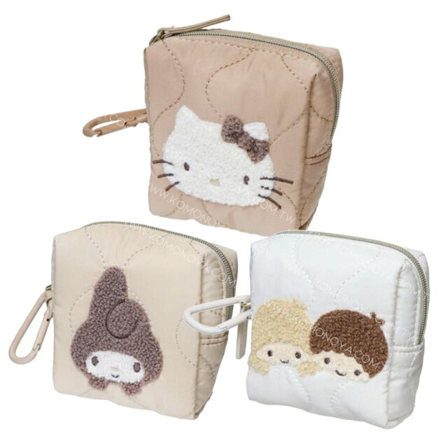 小禮堂 Sanrio 三麗鷗 皮質刺繡小物收納包附扣環 (復古款) Kitty 雙子星 美樂蒂