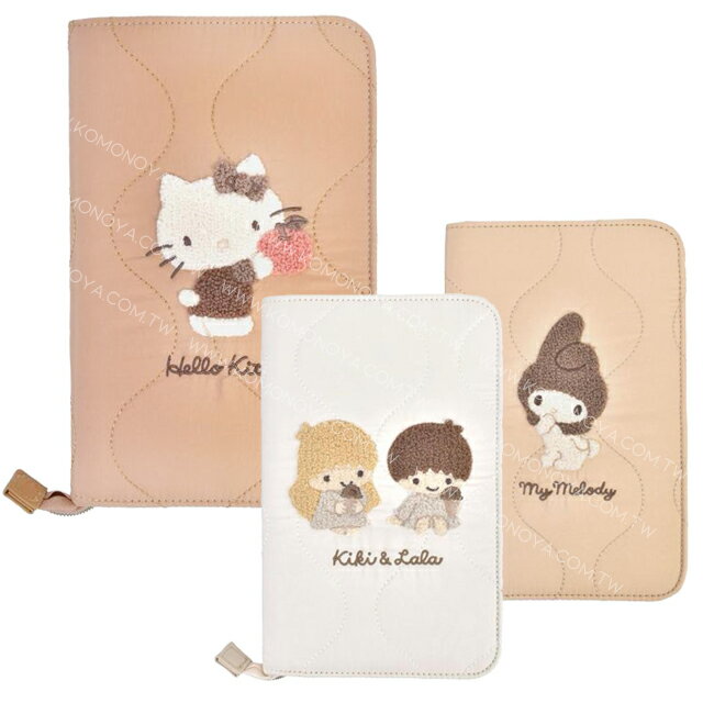 小禮堂 Sanrio 三麗鷗 皮質刺繡多功能收納包 (復古款) Kitty 雙子星 美樂蒂