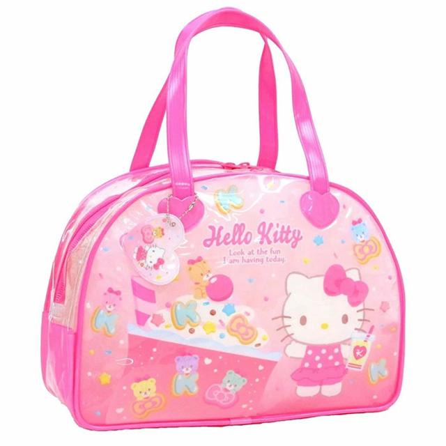 小禮堂 Sanrio 三麗鷗 Hello Kitty PVC防水海灘包 (粉飲料款)