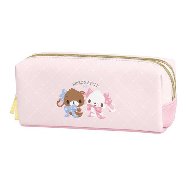 小禮堂 Sanrio 三麗鷗 蜜糖邦尼 皮質方形雙拉鍊筆袋 (蝴蝶結款)