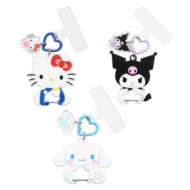 小禮堂 Sanrio 三麗鷗 造型手機扣環附掛片 (側坐款) Kitty 酷洛米 大耳狗