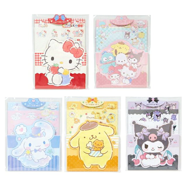 小禮堂 Sanrio 三麗鷗 造型貼紙信紙組 (小夥伴款) Kitty 酷洛米 布丁狗 大耳狗 大集合