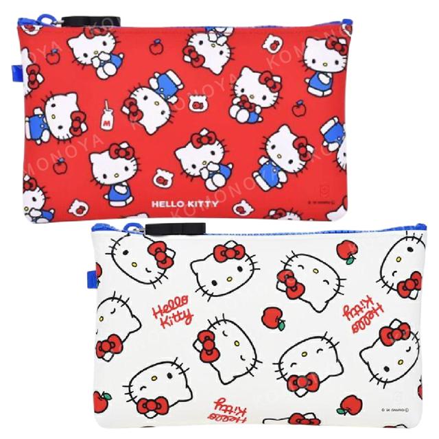 小禮堂 Sanrio 三麗鷗 Hello Kitty 扁平矽膠收納包 (紅/白款)