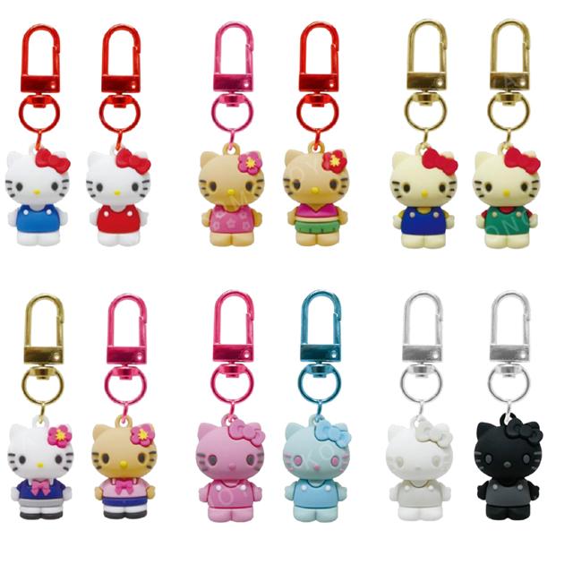 小禮堂 Sanrio 三麗鷗 Hello Kitty PVC造型公仔吊飾2入組 (雙色款)