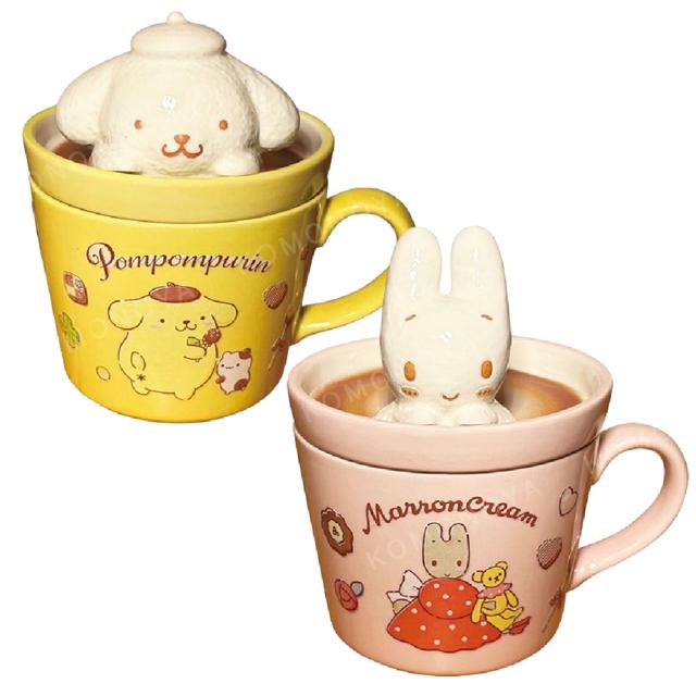 小禮堂 Sanrio 三麗鷗 陶瓷造型馬克杯附蓋 240ml (泡咖啡款) 布丁狗 兔媽媽