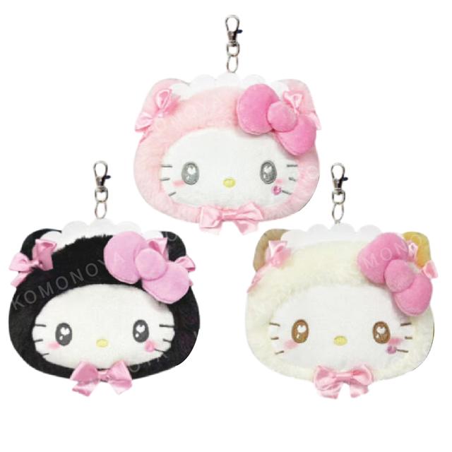小禮堂 Sanrio 三麗鷗 Hello Kitty 絨毛大頭伸縮票卡零錢包 (貓貓女僕)