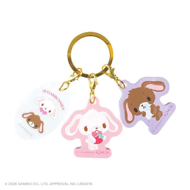 小禮堂 Sanrio 三麗鷗 蜜糖邦尼 壓克力三連鑰匙圈 (草莓奶油款)