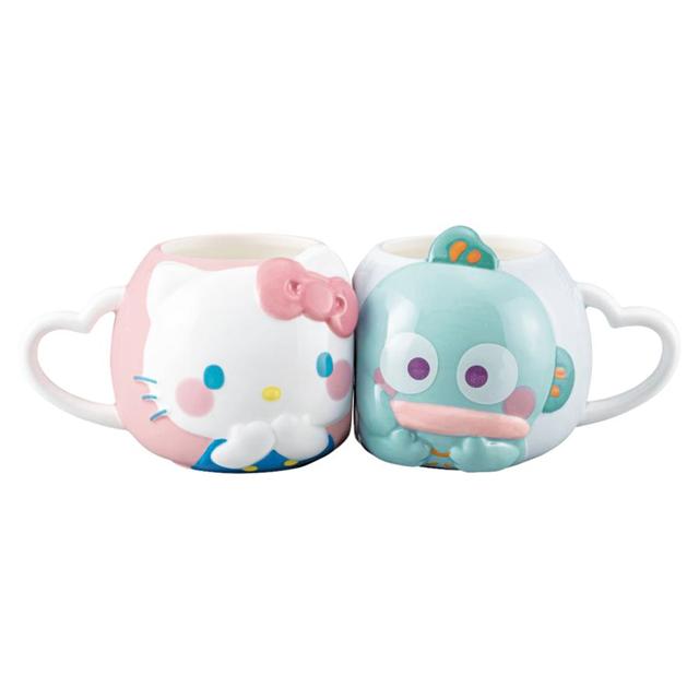 小禮堂 Sanrio 三麗鷗 Hello Kitty 人魚漢頓 造型陶瓷對杯組 270ml (貼臉款)