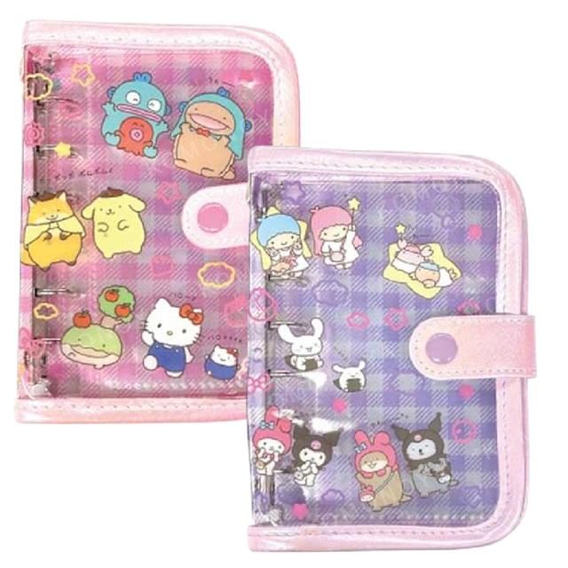 小禮堂 Sanrio 三麗鷗 x 什麼都是生物 PVC 6孔夾活頁貼紙簿 (粉/紫款)