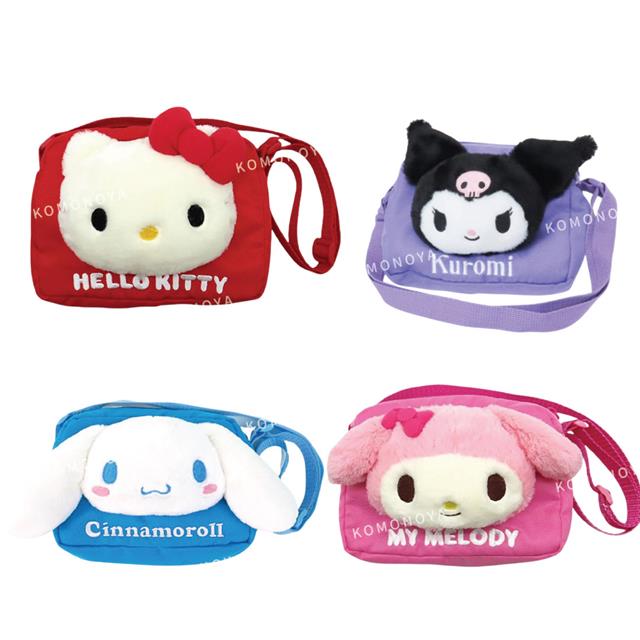 小禮堂 Sanrio 三麗鷗 絨毛造型斜揹包 (大臉款) Kitty 美樂蒂 酷洛米 大耳狗