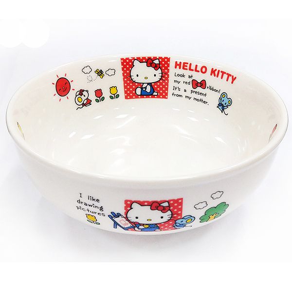 小禮堂 Hello Kitty 日製陶瓷小碗公《白.姐妹》日本金正陶瓷