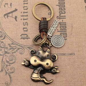 十二生肖龍復古鑰匙扣個性創意腰掛件包包掛飾品合金手工編織