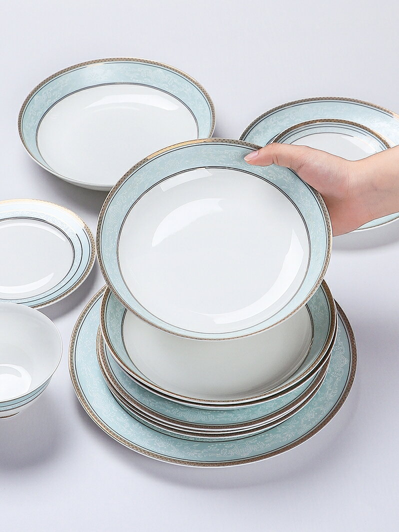 景德鎮陶瓷盤子菜盤家用2021新款碟子輕奢餐盤深盤高級感餐具玉清