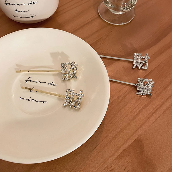 ANNAS 發財髮夾水鑽閃亮 過年新年喜氣應景中國風金屬 4