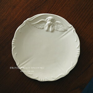 8寸 出口單歐式宮廷風浮雕天使陶瓷西餐盤 點心盤裝飾高檔甜品盤